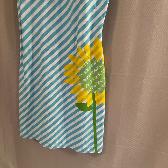 Lilly Pulitzer Sunflower Striped Dress Blue/White Sz12 - Picture 2 of 12